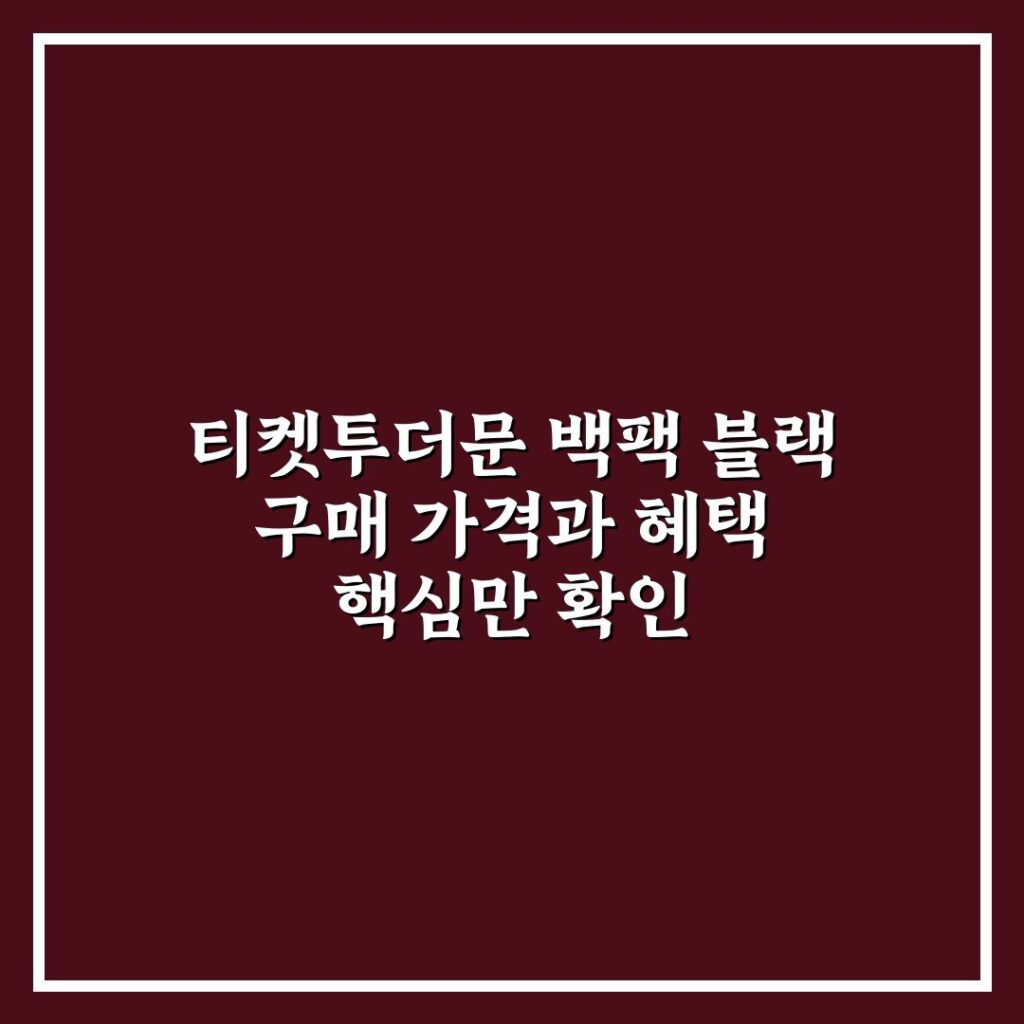 티켓투더문 백팩 블랙 구매 가격과 혜택 핵심만 확인